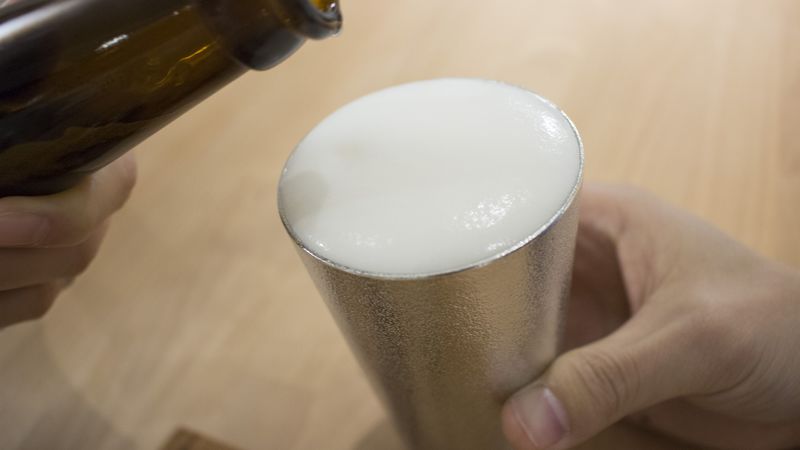 能作ビアカップ泡立ち